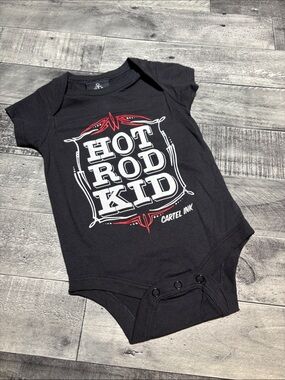 Cartel Ink- Black "Hot Rod Kid" Baby One-Piece